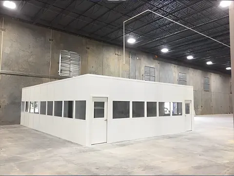 Prefabricated office inside a plant