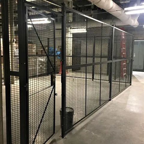 Black wire partitions and security cages